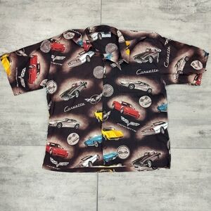 David Carey Originals Men's Corvette Print Short Sleeve Button Down Shirt XXL